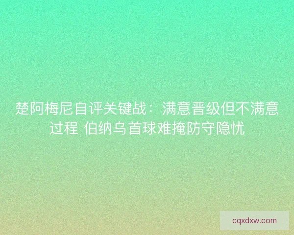 楚阿梅尼自评关键战：满意晋级但不满意过程 伯纳乌首球难掩防守隐忧